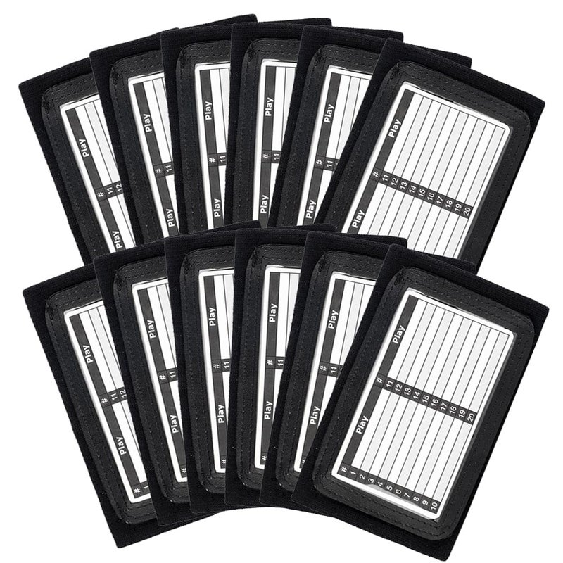CHLPRO 12 Pack Quarterback(QB) Play Wristband - Triple Windows 3 Playsheet Compartments - Football, Baseball, All Sports - Youth,Black - Image 1